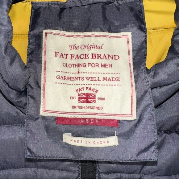 The Original Fat Face Brand Jacket Mens Large Gray Puffer Nylon Drawstring - Picture 2 of 9